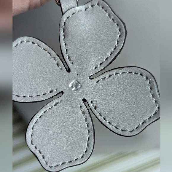 GUC Kate Spade large leather lavender tote zip top gray glitter flower charm - Picture 3 of 16